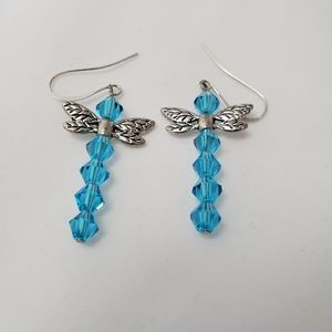 Blue Crystal Dragonfly Earrings NEW